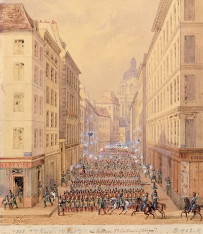 Marcia del Primo Battaglione, Rue Culture Sainte-Catherine, 1 febbraio 1848 da Gaspard Gobaut